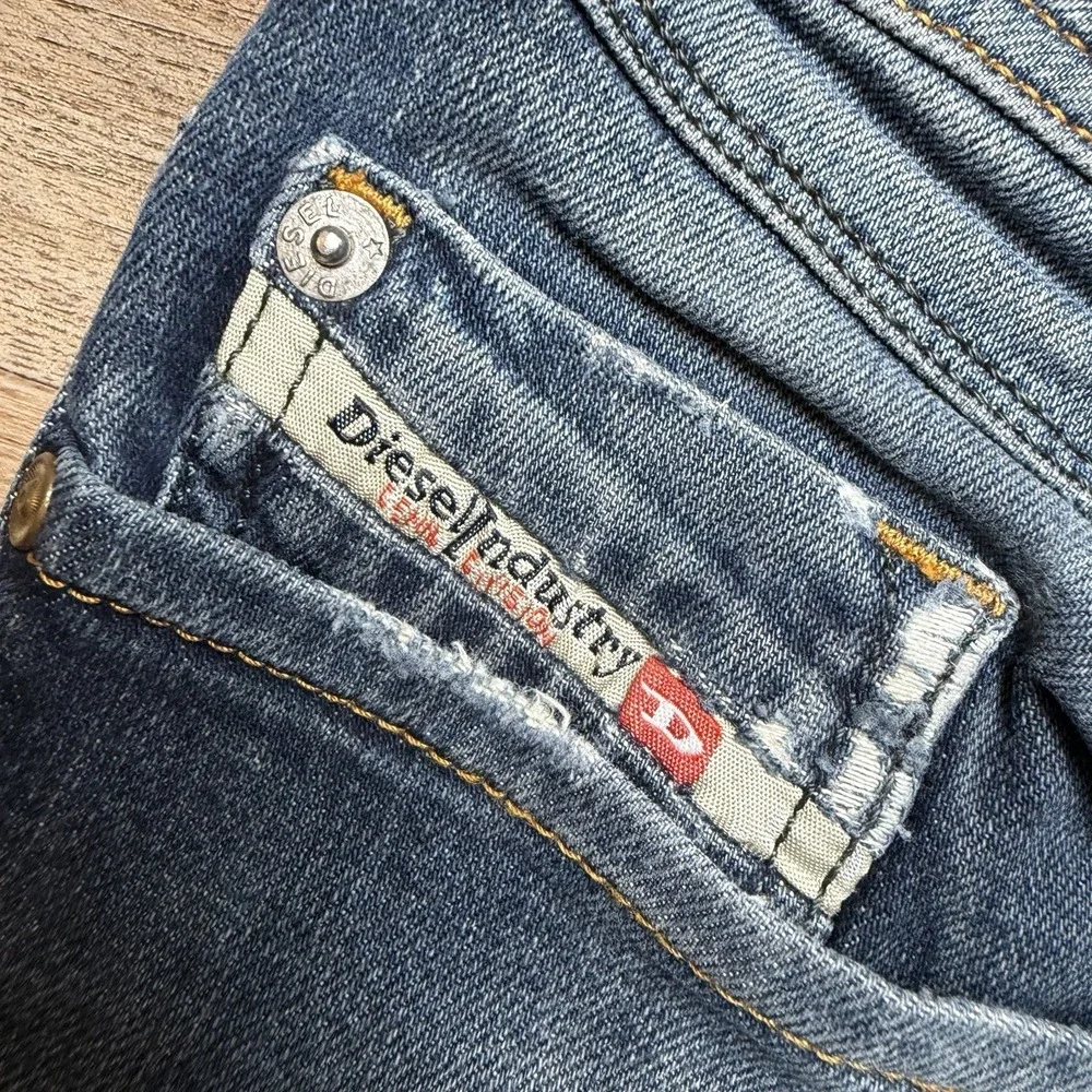 Diesel Iakop Jeans Men 33x34‎ Blue Regular Slim Tapered Stretch Distressed 0802C